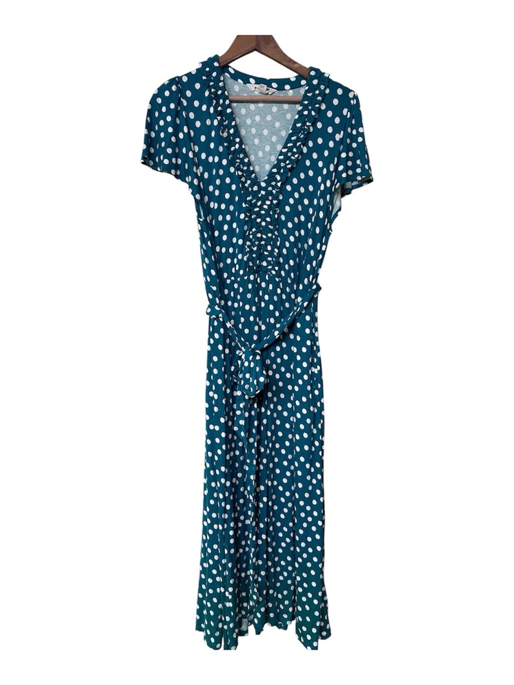 Boden Nicola Green Polka Dot Jersey Tea Dress Midi Fit & Flare Women’s 18 - Picture 3 of 6